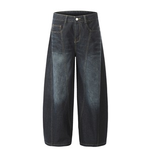 Vente en gros <span class=keywords><strong>de</strong></span> <span class=keywords><strong>jeans</strong></span> larges en forme <span class=keywords><strong>de</strong></span> cimeterre vintage élégants pour hommes pantalon en denim avec broderie et épissure Y2K - Product Image 1