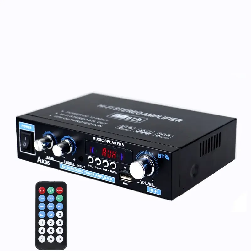 Amplifier Audio Digital BT5.0 HIFI Nirkabel, Amplifier Mini Stereo Dual Channel, Amplifier Audio Digital untuk Home Theater, USB, Pemutar Kartu TF
