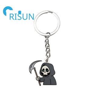 Metal barato Halloween Grim Reaper Terror esqueleto llavero personalizado muerte con guadaña hoz llavero gótico joyería regalo - Product Image 2