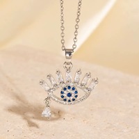 Collier pendentif goutte d'eau œil bleu en zircon coloré le plus vendu pour femme, en cuivre plaqué or 18 carats, chaîne de clavicule