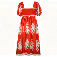 Robe longue décontractée sans manches à col carré, imprimée, avec logo personnalisé, vente en gros directe usine