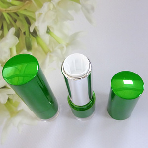 Green Plastic Lipstick Tube With Clear <b>Base</b> Electroplated Surface 20mm Diameter Cosmetic Lipstick Container For <b>Makeup</b> - Product Image 3