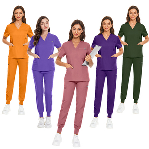 Conjunto de Uniforme Médico Jogger al por Mayor, Marca Privada, Unisex, Suave, Cuello en V, Blusa de Enfermería y Pantalones Jogger, Ropa de Trabajo para Hospital - Product Image 2