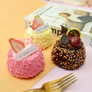 Cute <b>Miniature</b> Strawberry Cake Simulation Food Model Birthday Decoration Dessert Mini Dessert Food Play Refrigerator Sticker PU - Product Image 1