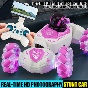 AiJH Voiture <span class=keywords><strong>RC</strong></span> avec caméra Objectif à réglage électrique Vidéo avec lumière et musique Télécommande Voiture cascadeuse Jouet pour enfants <span class=keywords><strong>Cadeau</strong></span> - Product Image 2