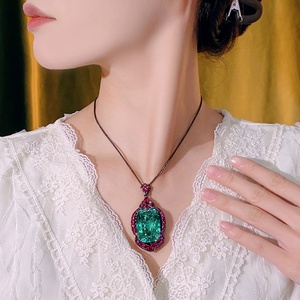 Polished Eco-friendly <b>Copper</b> Black Rhodium Plated Jewelry Colorful Cubic Zirconia Pendant Necklaces for Women Banquet & Gift - Product Image 5