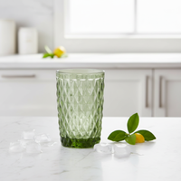 Gobelet en verre texturé diamant multi-usages 323 ml, verre à boire coloré pour les réunions de famille, eau, jus, boissons