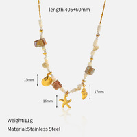 Parure de bijoux bohèmes d'été pour la plage, pendentifs étoile de mer et coquillages, collier et bracelet en acier inoxydable étanche, bijoux en or 18 carats