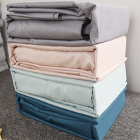 Draps modernes 100% bambou biologique, 2 taies d'oreiller, drap-housse, drap plat, literie rafraîchissante, 300 fils, anti-bactérien, doux, végétalien