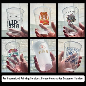 Vaso plástico PET desechable con logotipo personalizado transparente de 12 14 16 18 24 oz con tapas para beber en frío - Product Image 3
