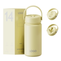 Bouteille d'eau isotherme en acier inoxydable de 14 oz avec poignée de transport portable, double paroi, anti-fuite, gourde de voyage, logo personnalisé