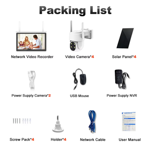 InLifeCam 4CH Tuya aplikasi pintar luar ruangan Panel surya PTZ rumah kamera IP sistem keamanan kamera jaringan dengan Monitor layar 10 inci - Product Image 2