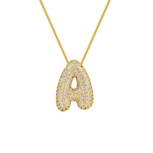 Colar Feminino Banhado a Ouro 18K Moderno com Pingente de Letra (26 Letras) e Zircônias Grandes, Corrente Grossa Esportiva - Product Image 5
