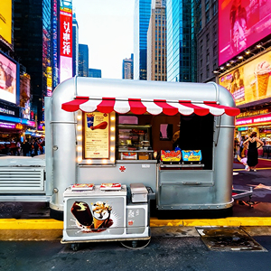 Carrito de Comida Móvil de Acero Inoxidable y Aluminio con Espejo, Carrito de Helados y Dulces, Camión de Comida, Remolque de Concesión - Product Image 1
