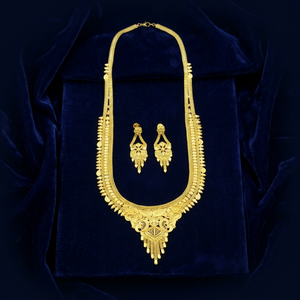 Wholesale 14K 18K 24K Micro Gold Plated Women's Traditional Wedding <b>Long</b> Popcorn Chain <b>Necklace</b> and Earrings Set Brass - Product Image 5