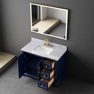 Meuble-lavabo élégant et moderne en bois massif avec portes à fermeture douce et miroir LED, écologique, idéal pour appartement, fabriqué au Vietnam - Product Image 3