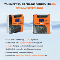 Contrôleur de charge solaire MPPT Y&H 40A 12V 24V 36V 48V, régulateur de batterie, entrée PV max. 150VDC pour batteries AGM, Gel, Plomb-Acide et Lithium
