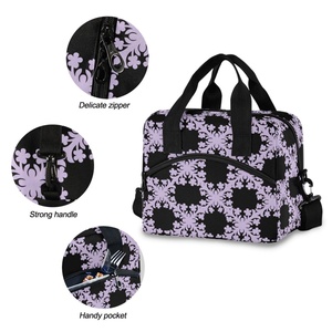 Hawaiian Purple Ulu Design Cooler Tote Waterproof Nylon Reusable Adults Custom Logo Small Insulated Lunch Cooler Bag for Women - Product Image 5