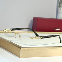 Nouvelles Lunettes de Soleil de Luxe Rétro Classiques pour Hommes, Verres UV400, Monture en Bois Sans Cadre en Corne de Buffle, Titane, Oculos De Sol