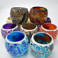 Vitrail mosaïque photophore bougeoir mosaïque bocaux en verre pour bougie coloré fissure mosaïque verre Globe photophore titulaires