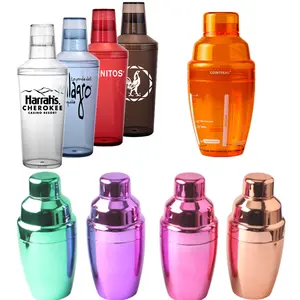 Food Grade Transparent Red Blue Pink 300ml 500ml 700ml 1000ml Bar Shaker Plastic Cocktail Shaker Bubble Tea Juice Shaker Cup