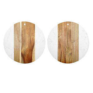 Planche à charcuterie en marbre : Planche à découper en bois d'acacia et en marbre, disponible en petite et grande taille - Product Image 3
