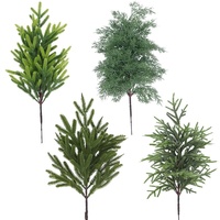 Ranting Pinus Buatan Impor, Hiasan Tanaman Hijau Natal Satu Buah, Ornamen Dekoratif Dalam/Luar Ruangan