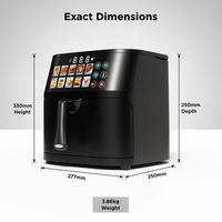 Friteuse à air électrique pour usage domestique, écran tactile couleur, grande capacité, commandes tactiles intelligentes, multifonction, 1400W, acier inoxydable