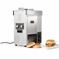 Grille-pain commercial vertical pour pains à burger 2200W en acier inoxydable, moule réversible, antiadhésif, arrêt automatique, épaisseur réglable