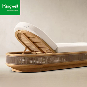 Chaise longue de piscine vintage de luxe, durable, écologique, résistante aux UV, en teck massif, réglable - Product Image 6
