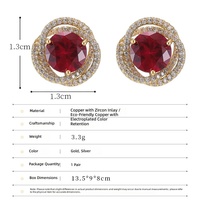 Französischer Vintage-Stil Rubinrote Kupfer-Creolen Zirkon Farbige Edelstein-Ohrstecker Schmuck für Frauen