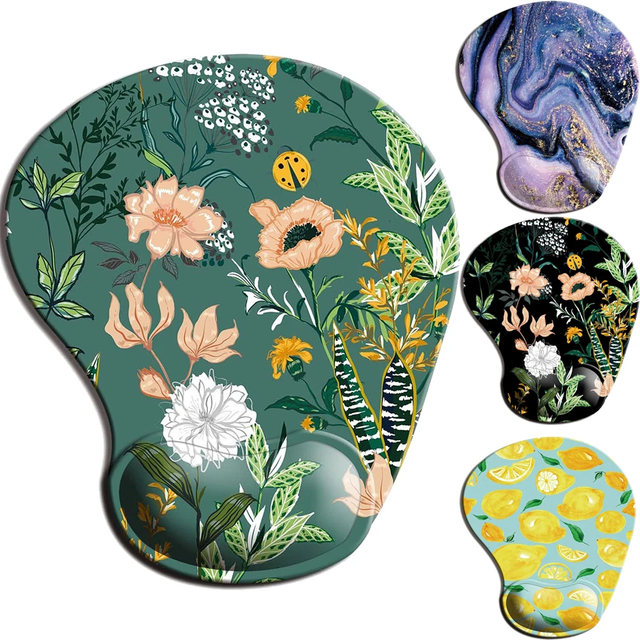 Custom Flower Small Ergonomic Mouse Pad With Wrist Rest Non-Slip Rubber Computer Pad on the Table Surface
