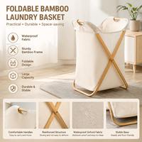 Poignée de panier pliable en bambou pour panier de rangement de vêtements sales panier à linge étanche et durable