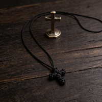 Collier de prière à croix orthodoxe grecque, tissé à la main, d'Europe de l'Est