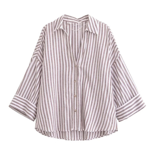 TAOP&ZA Primavera Estate 2025 Nuova Camicetta da <span class=keywords><strong>Donna</strong></span> Casual Vintage Elegante Semplice con Maniche Larghe e Bottoni Tessuta Traspirante 2340939 - Product Image 2