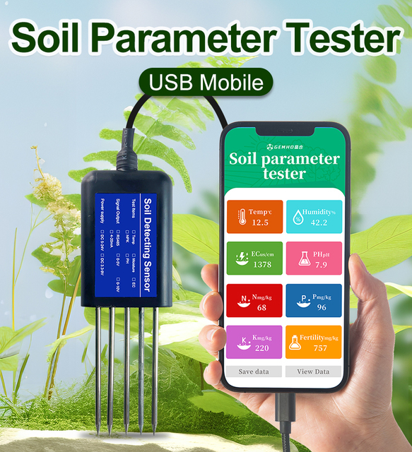 Agricultural 8 in 1 Soil Tester USB Sensor for pH EC NPK Moisture Temperature Fertility