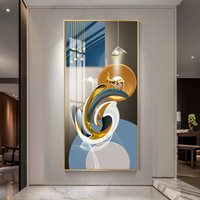 Décoration de porche moderne et simple, affiche d'image à imprimé géométrique, art mural abstrait en porcelaine de cristal 5D, décoration intérieure