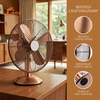 Ventilateur de table en chrome brillant antirouille à 4 pales métalliques, avec base ronde miroir, pour la décoration de la maison