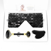 Rouleau de jade et ensemble Gua Sha en améthyste naturelle, best-seller, rouleau de jade en cristal violet, Gua Sha et masque pour les yeux, outil de massage
