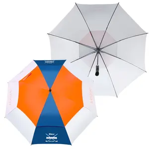 Atacado personalizado 30 Polegada Grande Windproof Logo Imprime Grande Luxo Dupla Camada De Golfe Guarda-chuva