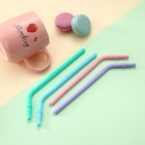 Nueva pajita de silicona, ecológica, de colores, para beber café, leche, té, con forma de codo, al por mayor - Product Image 1