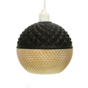 Abat-jour Globe noir et or en verre texturé idéal pour l'éclairage de salon et de salle à manger de luxe - Product Image 2