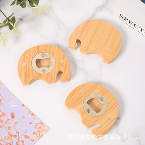 Wooden Bottle Opener Bamboo Animal Shape Stainless Steel Magnetic <b>Refrigerator</b> Opener Household Use - Product Image 4