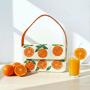 กระเป๋าถือปักลายสีส้มลายใบไม้สีเขียวทรงสี่เหลี่ยมกระเป๋าแฟชั่นสตรี - Product Image 1