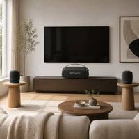 Système de haut-parleurs de cinéma maison sans fil SOWO 2.1 Son Surround 110W, Ensemble de haut-parleurs de fête étanches pour extérieur LE Auracast avec synchronisation sans coupure