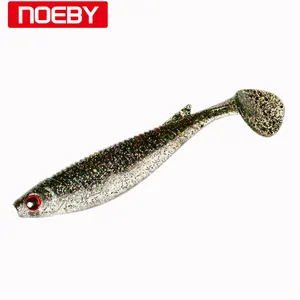 NOEBY 5485 Pesca Silicone 3D Mắt Mái Chèo Đuôi Swimbait Cá Mồi Mềm