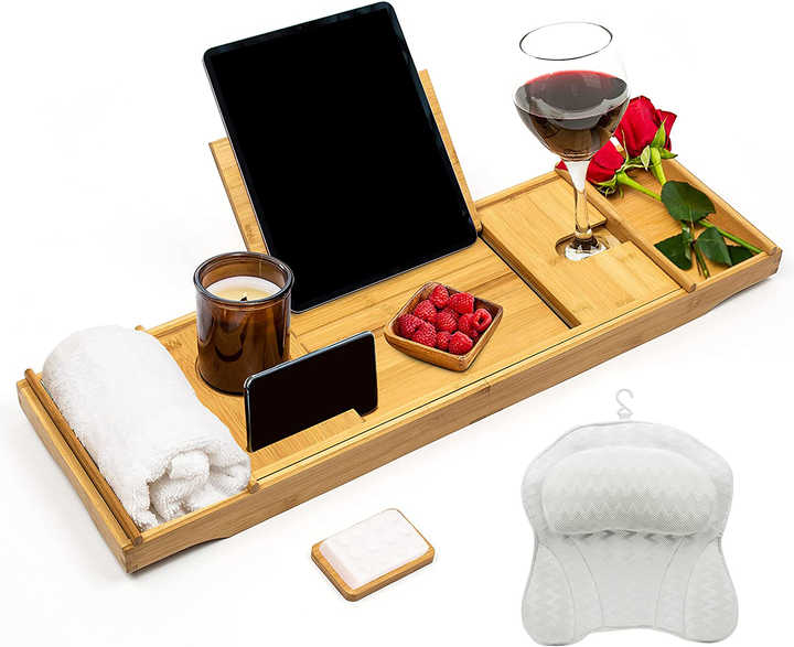 Eco-friendly Bamboo Bathtub Caddy - Luxury & Function
