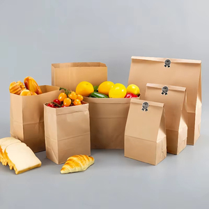 Bolsas <span class=keywords><strong>de</strong></span> Papel Kraft para Alimentos, Panadería, Comida para Llevar, Sushi, Postres, con Fondo Plano, Color Marrón Natural, con Logotipo Estampado en Caliente, Venta al Por Mayor - Product Image 6