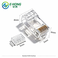 CAT6A UTP RJ45 Modular Plug 8P8C Konektor Kristal Berlapis Emas Dua Bagian untuk Kabel Jaringan Ethernet 10Gigabit