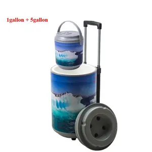 HS nhựa Cooler 19L allibaba Ice ngực lon hình dạng xô với xe đẩy bánh xe Cooler với logo khuyến mãi thực phẩm mát